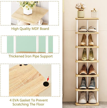 SORCEDAS Shoe Rack Vertical Shoe Shelf Narrow Tall Storage - Image 6