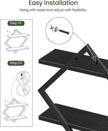 CHOEZON Floating Shelves, 2-Tier Hanging Shelves, Wall Shelf Set of 2, Wall - Image 4