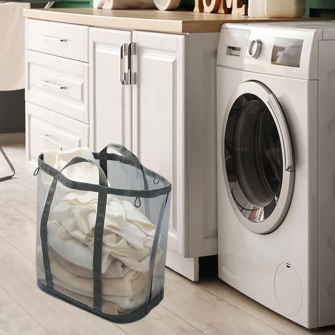 Mesh Laundry Basket, Hanging Laundry Hamper - Image 7