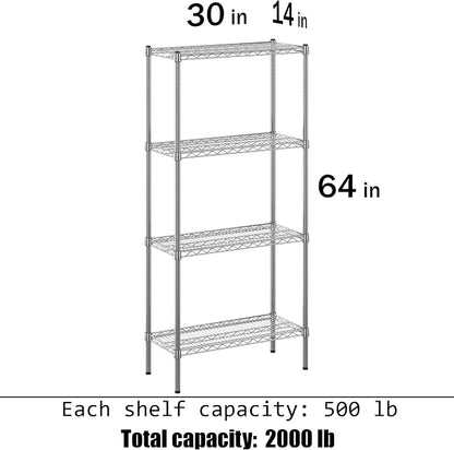 14" Deep x 30" Wide x 64" Height Wire Shelving Kit | 4-Tier | NSF Commercial - Image 3