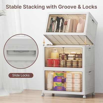 Stackable Storage Bins with Lids, Large Collapsible Storage Bins with Wheels - Image 5