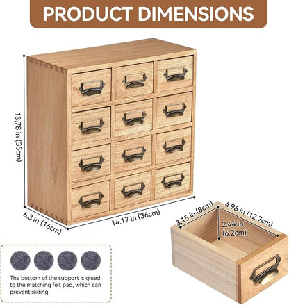 KIRIGEN Wooden Storage Cabinet, 12-Drawer Desktop Organizer Natural 12CG-NA | - Image 3