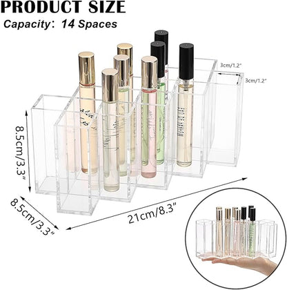 ELLDOO Rollerball Perfume Organizer, 14 Spaces Clear Acrylic Perfume Storage - Image 2