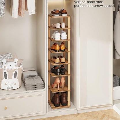 LUCKNOCK Vertical Shoe Rack, 8-Tier Tall Narrow Shoe Organizer - Image 5