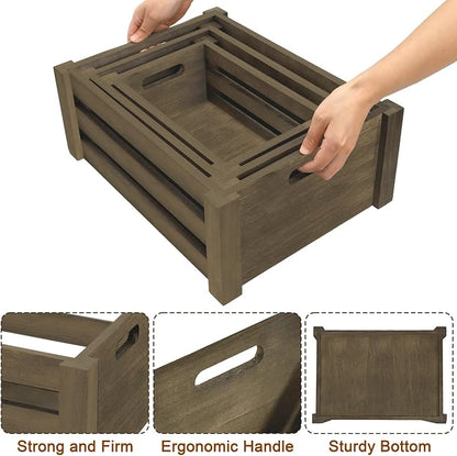 Lawei Set of 3 Wood Nesting Storage Crates - Image 4
