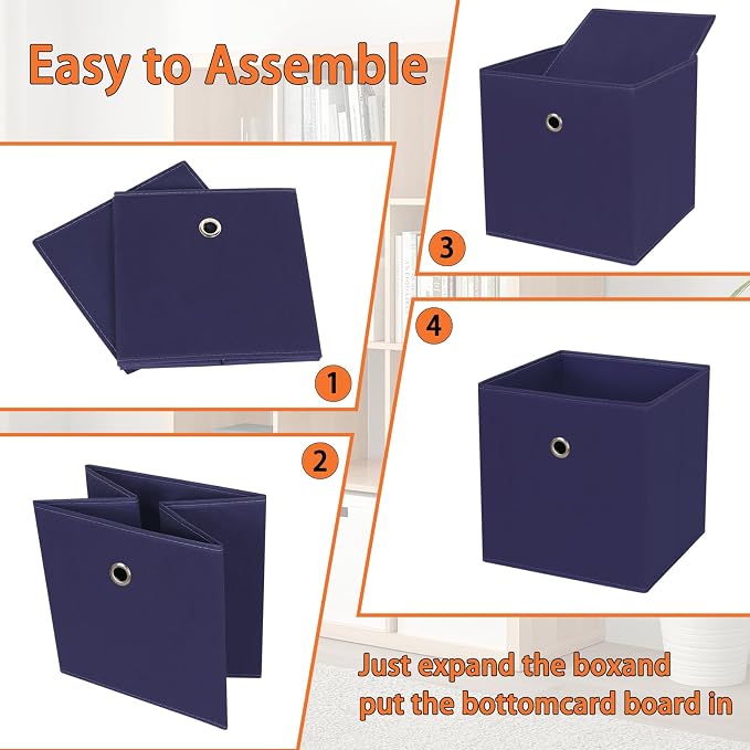 Foldable Storage Cubes Bins, 11 Inch Cloth Storage Cube Fabric Storage Box - Image 6
