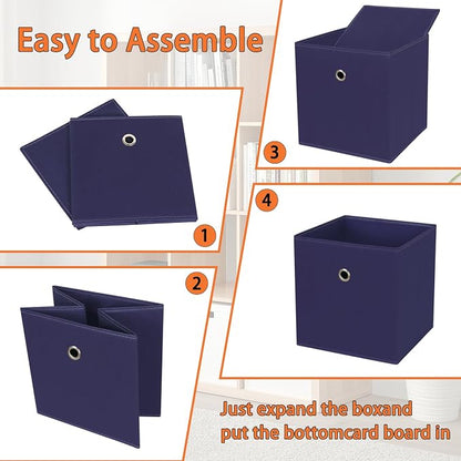 Foldable Storage Cubes Bins, 11 Inch Cloth Storage Cube Fabric Storage Box - Image 6