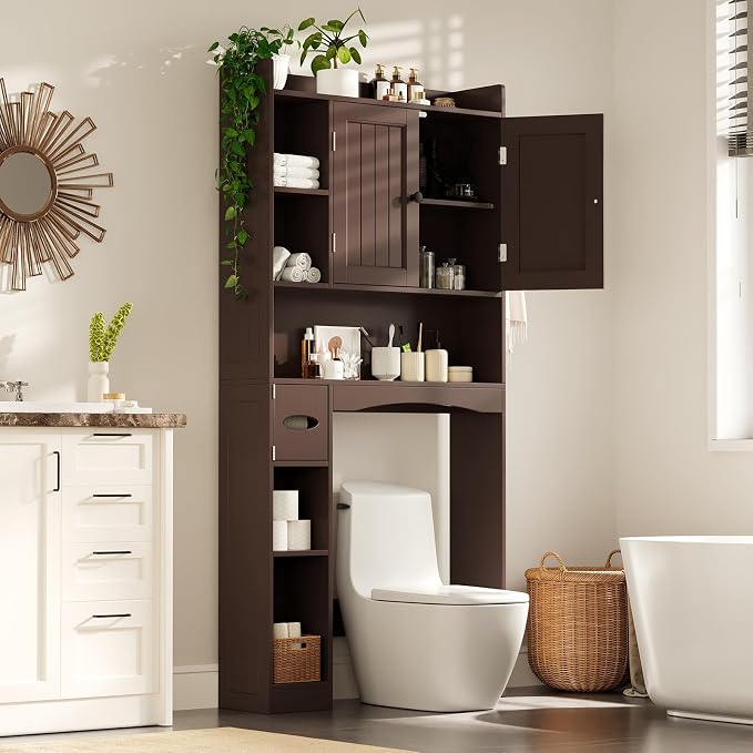 Gizoon 66''H Over The Toilet Storage Cabinet, Dark Brown | Over Toilet Storage - Image 8