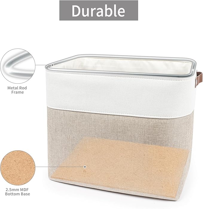 Large Fabric Storage Baskets | 50L Storage Bins, Decorative Linen Closet Baskets - Image 4