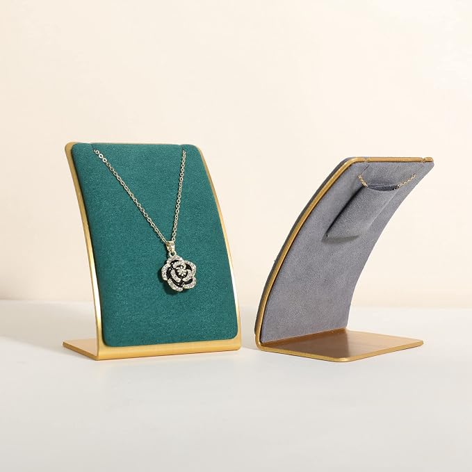 GemeShou Green Necklace display stand, Velvet Jewelry necklace display holder - Image 5