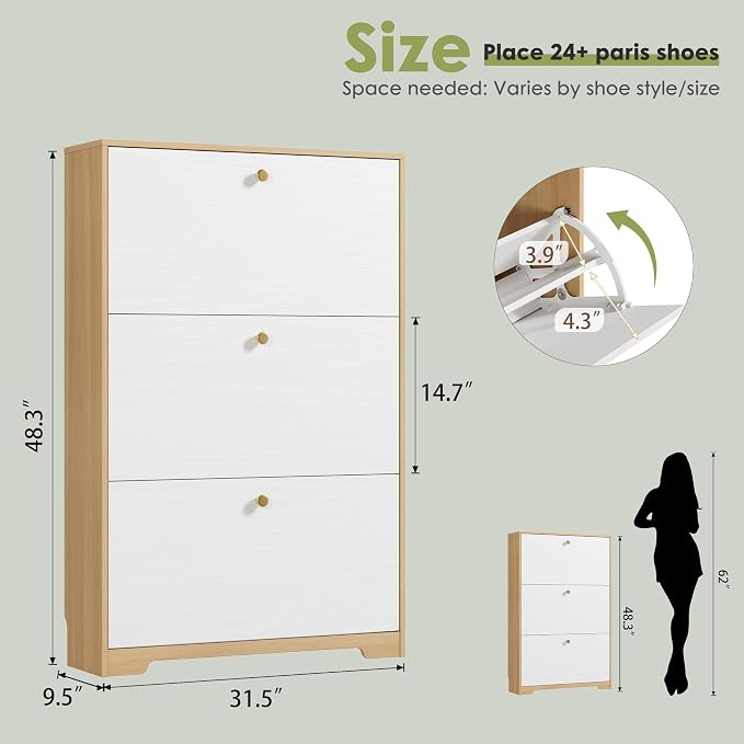 Nicetree Shoe Storage Cabinet for Entryway, Modern Shoe Cabinet, Freestanding - Image 2