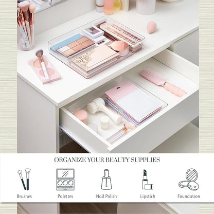 STORi SimpleSort 2-Piece Stackable Clear Drawer Organizer Set | 15" x 6" x 2" - Image 3