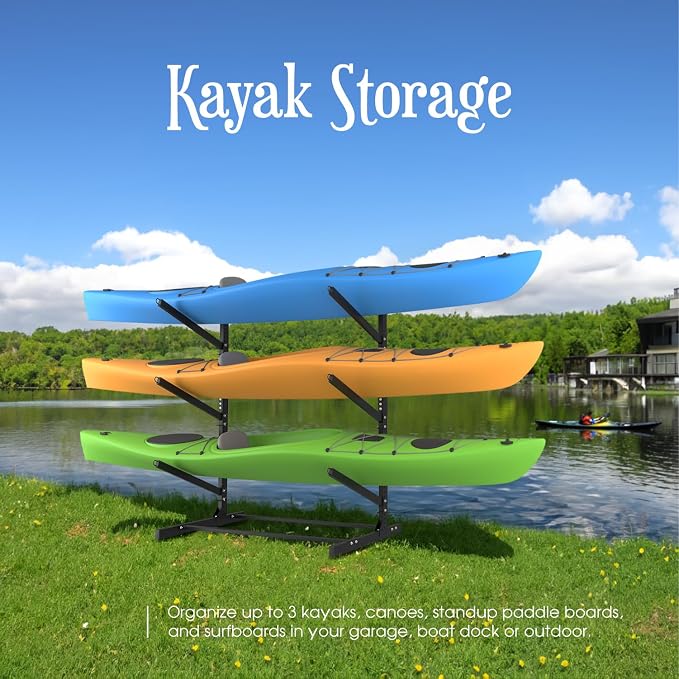 Adjustable Kayak Storage Rack, Freestanding Sup Storage Stand, Weatherproof - Image 6