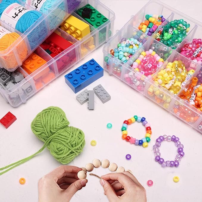 Bead Organizer 3 Tier 30 grid Stackable Craft Tackle Storage Container | - Image 5