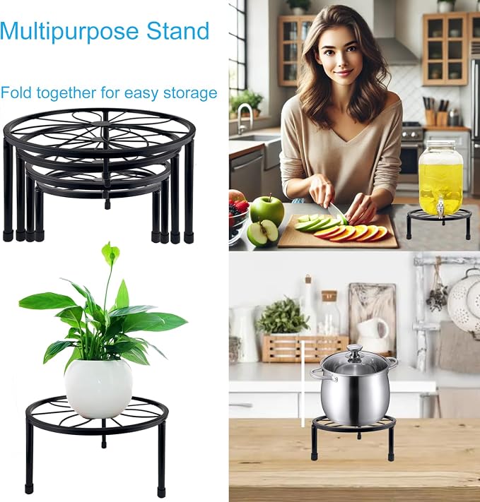HENABLE 5 Packs Metal Plant Stand Indoor, Outdoor Black Plant Stand - Image 5