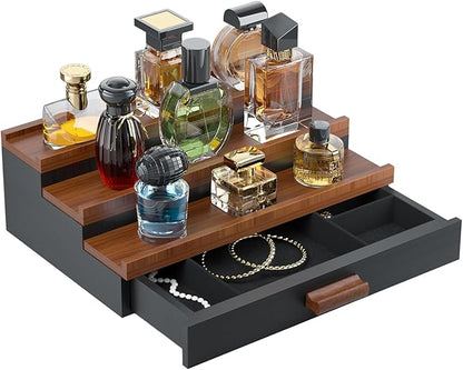 Perfume Cologne Organizer for Men: 3 Tier Wooden Perfumes Stand, Desktop Parfum by ByHongfus