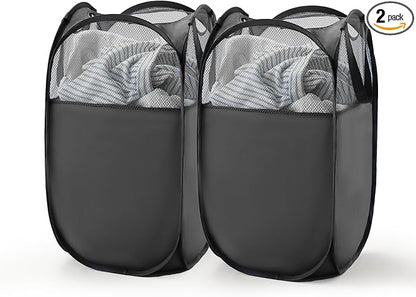 TECHMILLY Pop Up Foldable Laundry Basket, Mesh Laundry Hamper by TECHMILLY