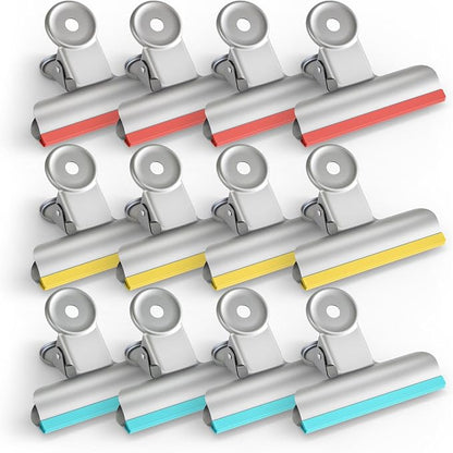 HOUSE AGAIN 12 Pack Stainless Steel Chip Bag Clips Covered by HOUSEAGAIN