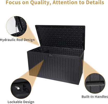 KUIKUI 288 Gallon Waterproof Deck Box, Outdoor Storage Box Waterproof Lockable - Image 5