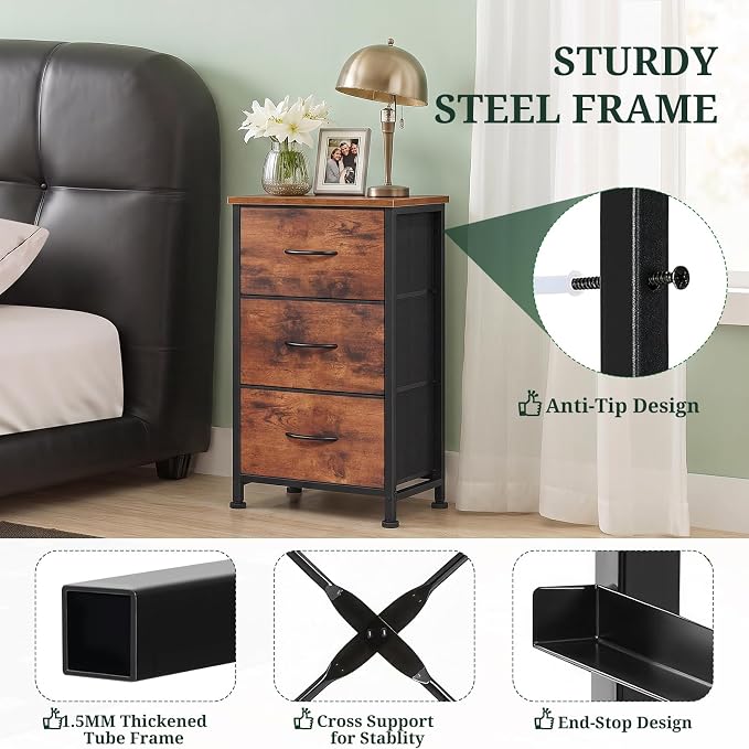 3 Drawers Dresser for Bedroom Fabric Storage Tower - Image 4