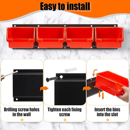 Maitys Wall Mounted Storage Bins Plastic Hanging Stackable Storage Parts Garage - Image 4