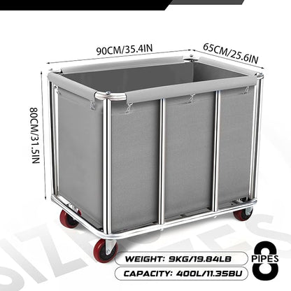 Commercial Laundry Cart on Wheels, 11.35 Bushels Large Roller - Image 2