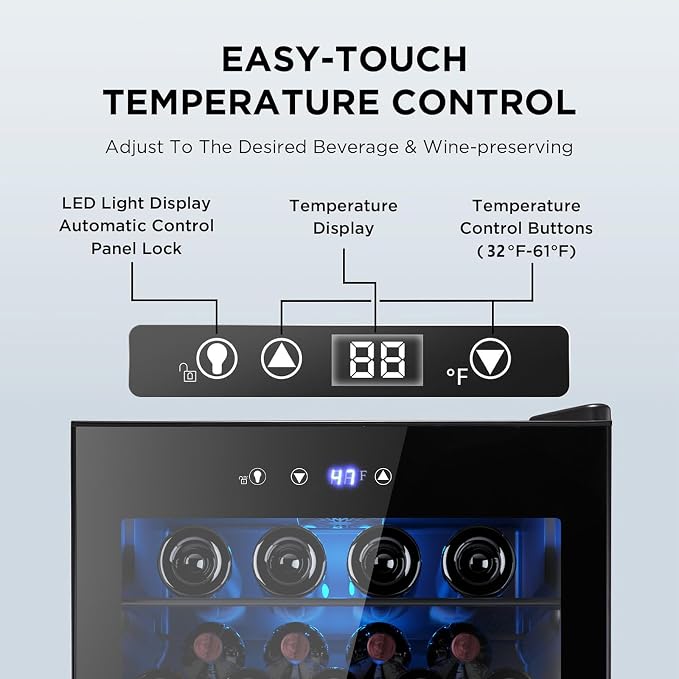 37 Bottle Wine Fridge, Freestanding 145 Can Beverage Refrigerator - Image 5