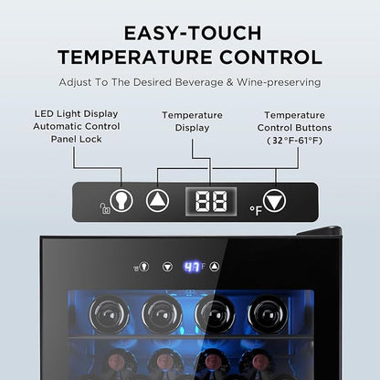 37 Bottle Wine Fridge, Freestanding 145 Can Beverage Refrigerator - Image 5