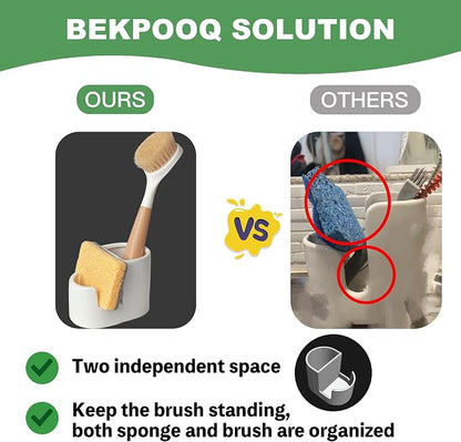 2-in-1 Ceramic Sponge Holder, Dish Sponge and Brush Holder - Image 6
