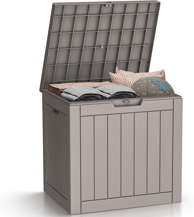 Resin Deck Box - 30 Gallon Lockable Outdoor Storage, Water-Resistant by GGYI