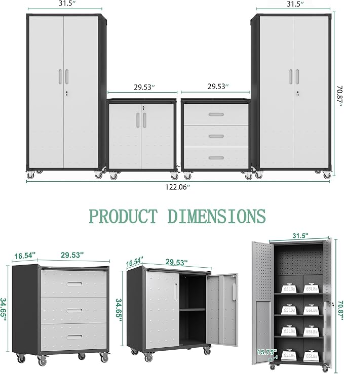 Metal Tool Cabinet, Garage Storage Cabinet System, Wall Cabinet & Locking - Image 3