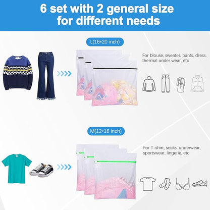 GOGOODA 6 PCS Mesh Laundry Bags, Delicates Washing Bags | 3 Medium 3 Large - Image 5