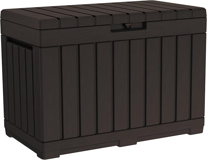 Keter Kentwood 50 Gal Outdoor Storage Box and Patio Side Table | Brown by Unknown