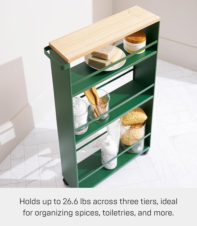 YAMAZAKI Home Slim Rolling Storage Cart – Narrow Kitchen Storage Cabinet - Image 5