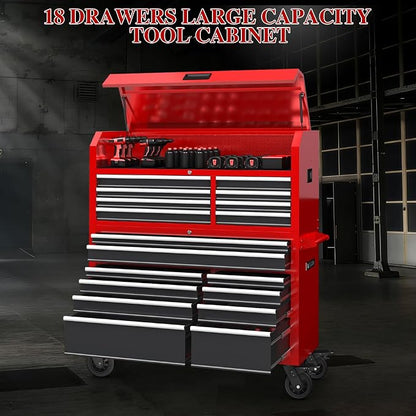LARBANKE 60'' Rolling Tool Chest Combo, 18-Drawer Heavy Duty Steel Tool Cabinet - Image 7