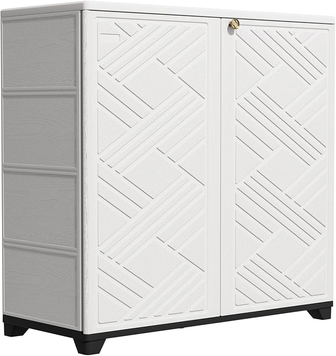 KINYING Outdoor Storage Cabinet Waterproof, 60 Gallon Resin Outdoor Storage Shed by KINYING