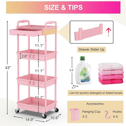 Goovilla 4 Tier Rolling Utility Cart Organizer - Image 4