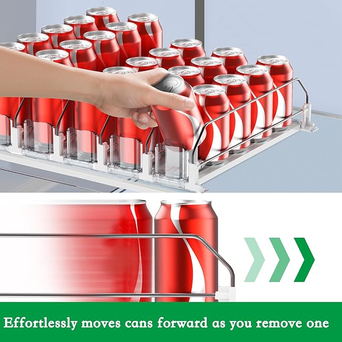 Drink Organizer for Fridge-White Automatic Pusher Glide, 12oz 16oz 20oz-Soda - Image 3