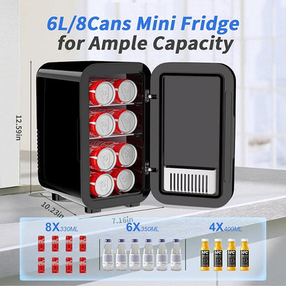 Mini Fridge, 6 Liter/8 Can 110V AC/DC Portable Thermoelectric Cooler - Image 2