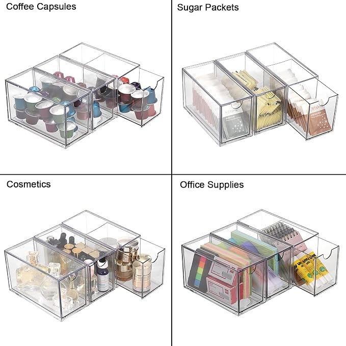 ELLDOO 3 Drawers Tea Bag Organizer, Coffee Pod Snack Storage - Image 3