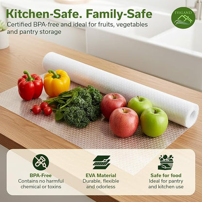 EVALAND Shelf Liners for Kitchen Cabinets Non-Adhesive 12" x 10 FT Clear Drawer - Image 6