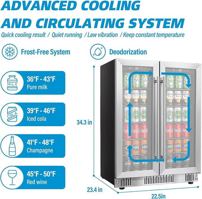 Wine and Beverage Refrigerator, Dual Zone Beverage Cooler Under Counter - Image 4