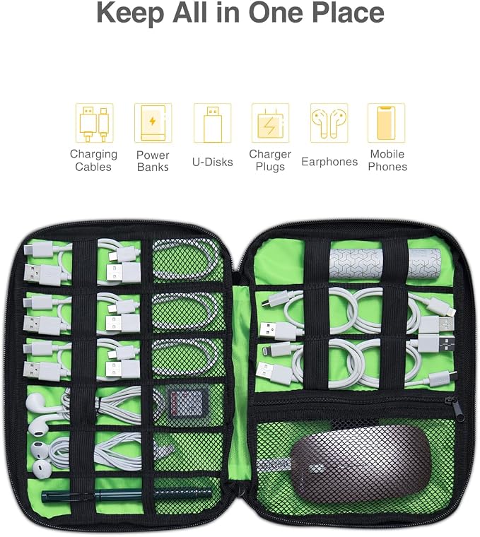 Luxtude Travel Cable Organizer Bag, Flat Cord Organizer Bag, Portable - Image 4
