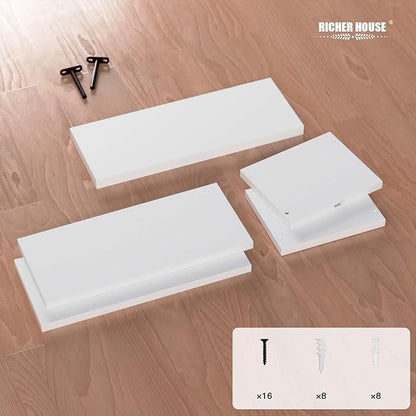 RICHER HOUSE White Floating Shelves Bathroom, Small Wall Shelf Over Toilet | - Image 6