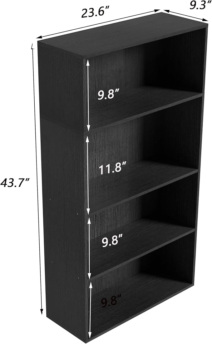 4 Tier Book Shelf, 4 Cube Storage Organizer, 4 Tier Low Bookcase Storage - Image 3