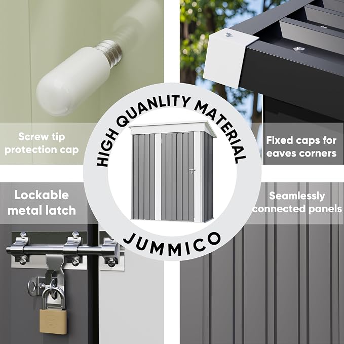 JUMMICO Metal Outdoor Storage Shed 5 x 3 FT Metal Shed - Image 4