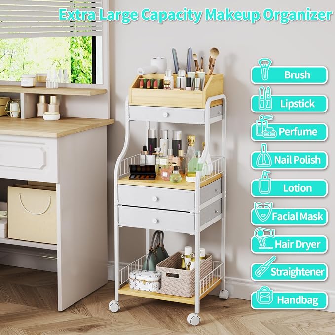 HapiRm Floor Makeup Organizer Cart - Image 5