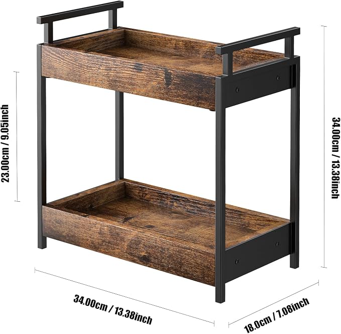 KLM Countertop Coffee Station Organizer, 2 Tier Wooden Shelf - Image 3