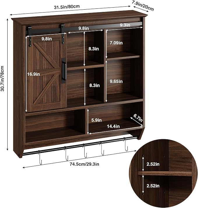 RUSTOWN Farmhouse Bathroom Wall Storage Cabinet - Image 3
