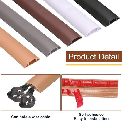 HARFINGTON 4ft Cord Cover Floor W0.6 x H0.33 Inner Channel PVC Hide Extension - Image 4